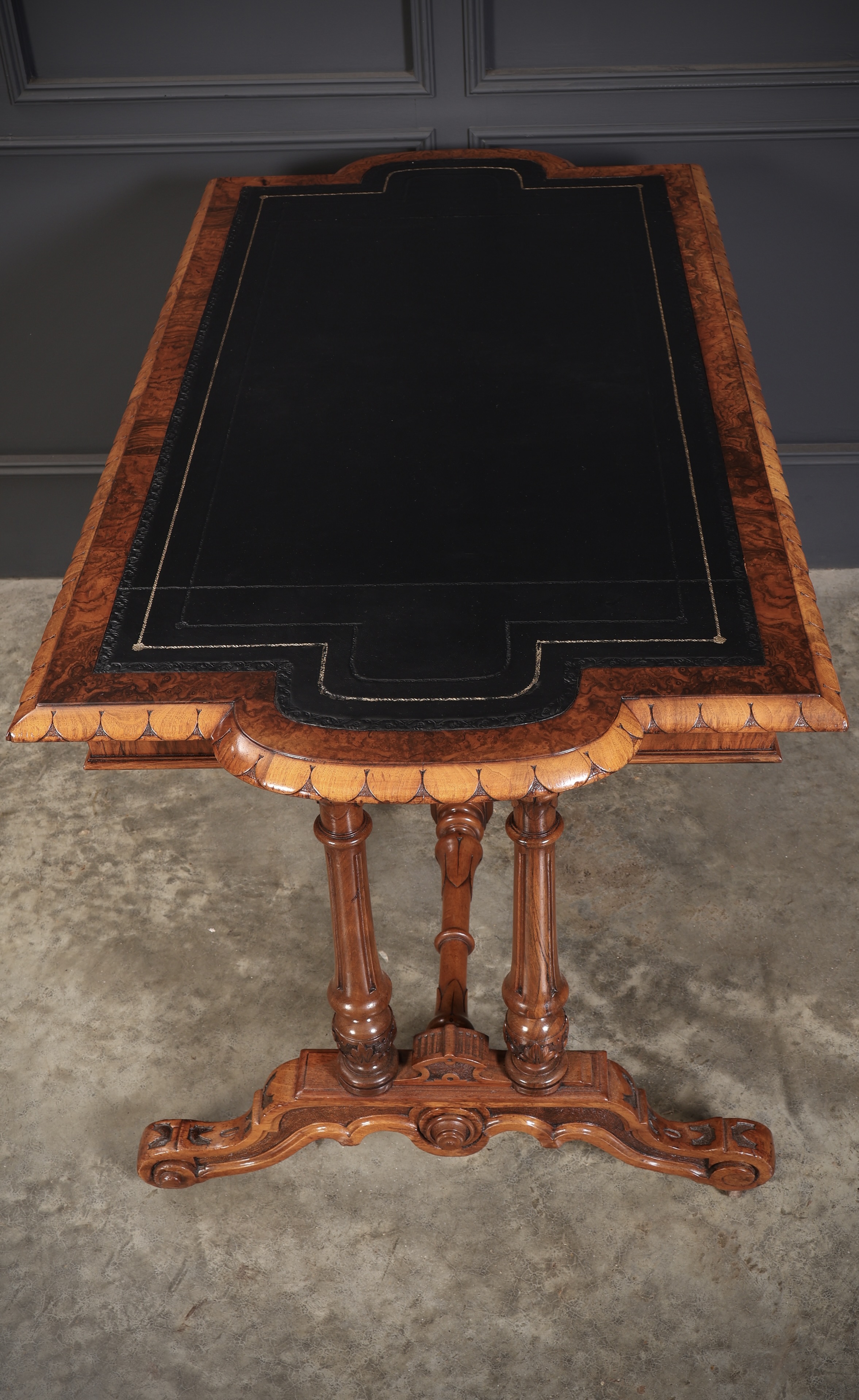 Shaped Carved Walnut Library Table - Image 13